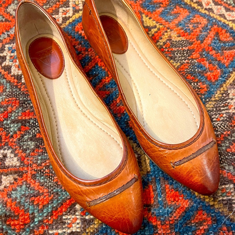 Frye Olive Seam Ballet Flat 9.5 Russet